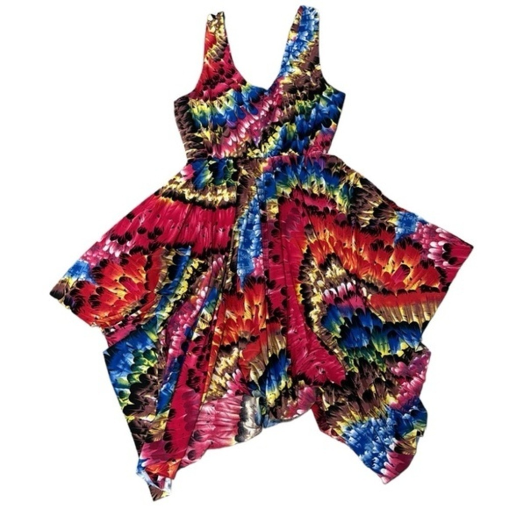 Tie Dye Rainbow Colorful Summer Vacation Sleeveless Dress Women’s Large
